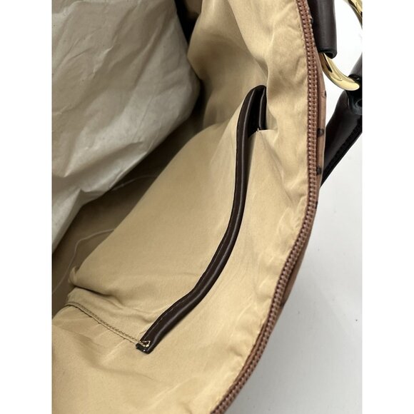 Giani Bernini Classy Ostrich-Embossed Dome Satchel Brown Handbag Purse New - Picture 7 of 10